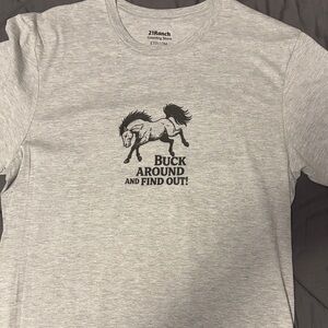 Gildan Light Grey Tee with Black Horse Graphic